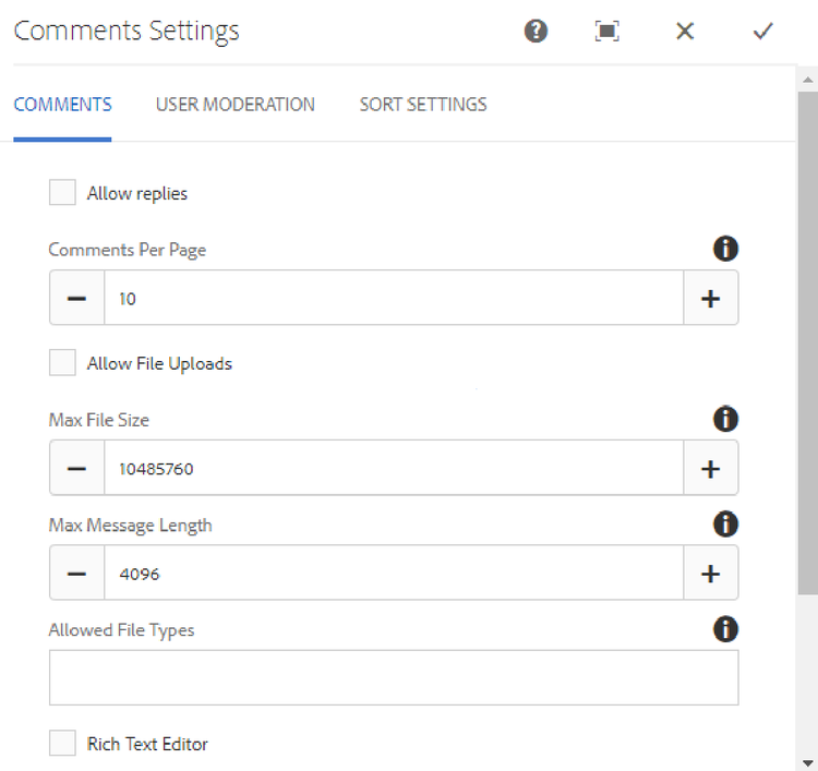 comments settings