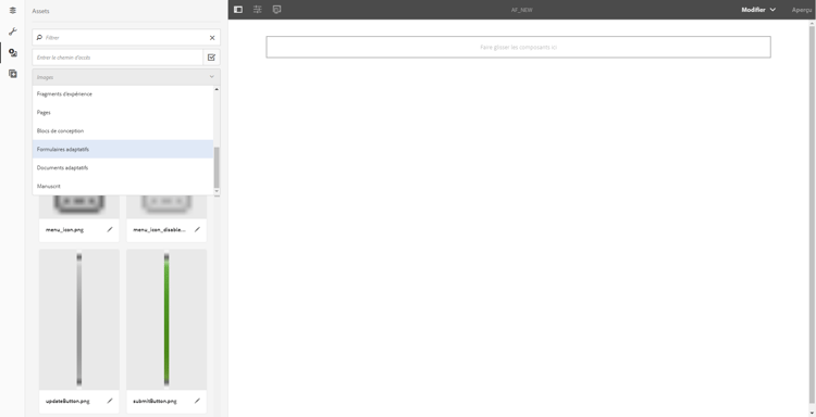Sélection d’un formulaire adaptatif dans Ressources