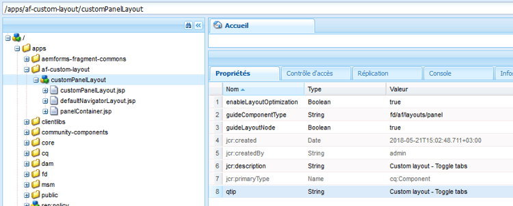 Instantané de la disposition de panneau personnalisée CRX DE