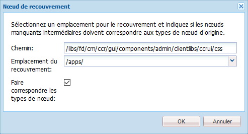 Chemin d’accès au nœud de recouvrement