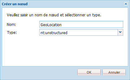 Créez un nœud : Geolocation