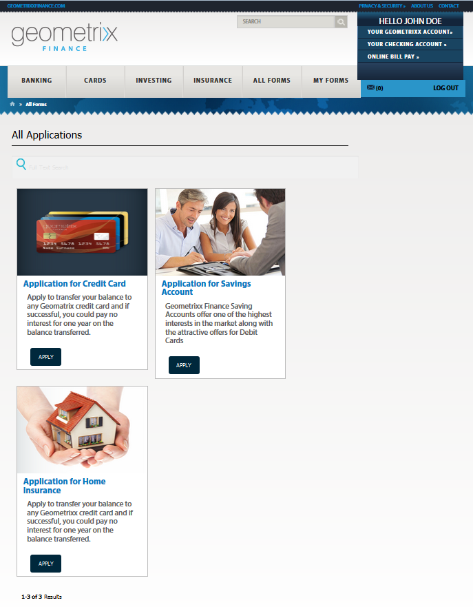 Exemple de page de Forms Portal