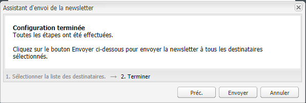 Confirmation d’envoi de la newsletter