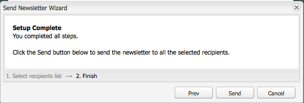 Confirmation d’envoi de la newsletter