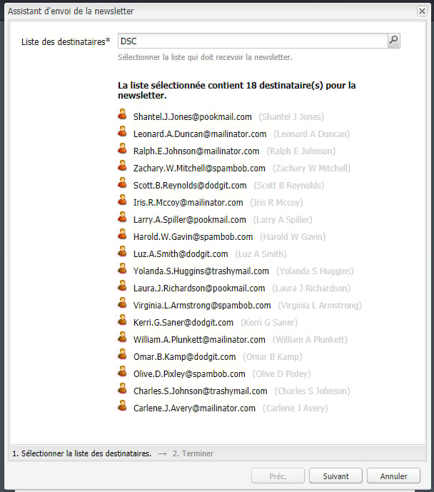 Envoi d’une newsletter