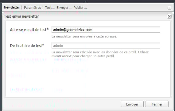Paramètres de test d’une newsletter