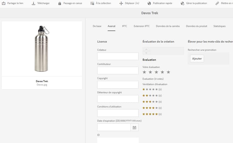 Définition de la date et de l’heure d’expiration des ressources dans le champ Expiration