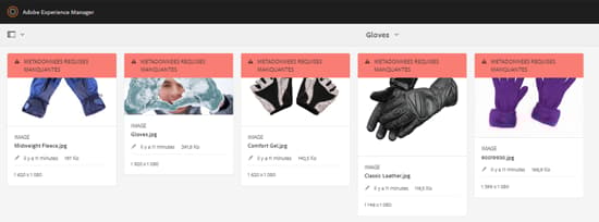 Message indiquant l’absence de métadonnées obligatoires en mode Carte des ressources lors du chargement de ressources dans un dossier