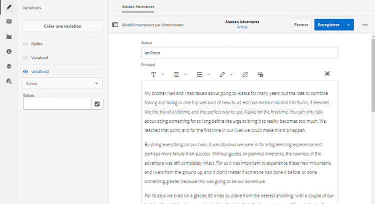 Modification d’une variation
