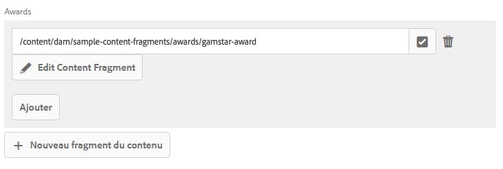 Références à un fragment
