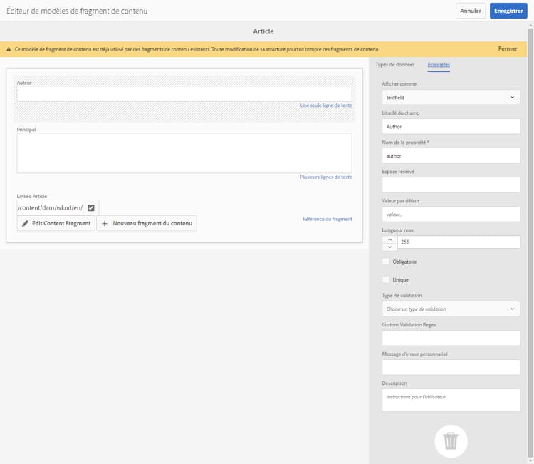 Modèle de fragment de contenu à utiliser avec GraphQL