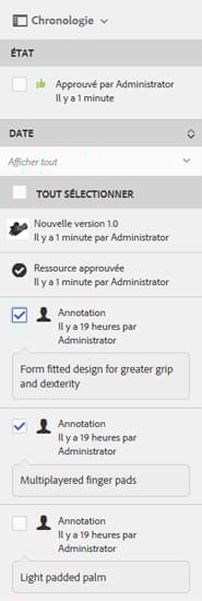 Sélectionnez une annotation dans la chronologie pour l’imprimer.