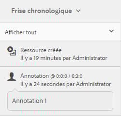 Affichage des annotations et des détails dans la chronologie