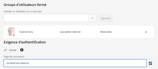 Activer et sélectionner la page de connexion à afficher lorsque l’utilisateur accède au dossier