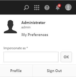 Sélectionnez l’option de profil utilisateur, puis Mes préférences pour ouvrir les préférences utilisateur.
