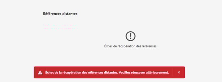 Échec de l’extraction des références distantes de la ressource