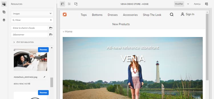 Point de vente digital configuré avec le thème Venia