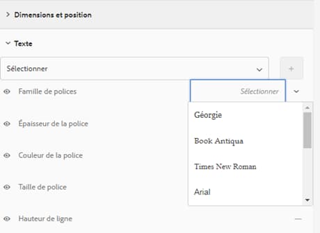 Nouvelle police répertoriée dans l’éditeur de thèmes