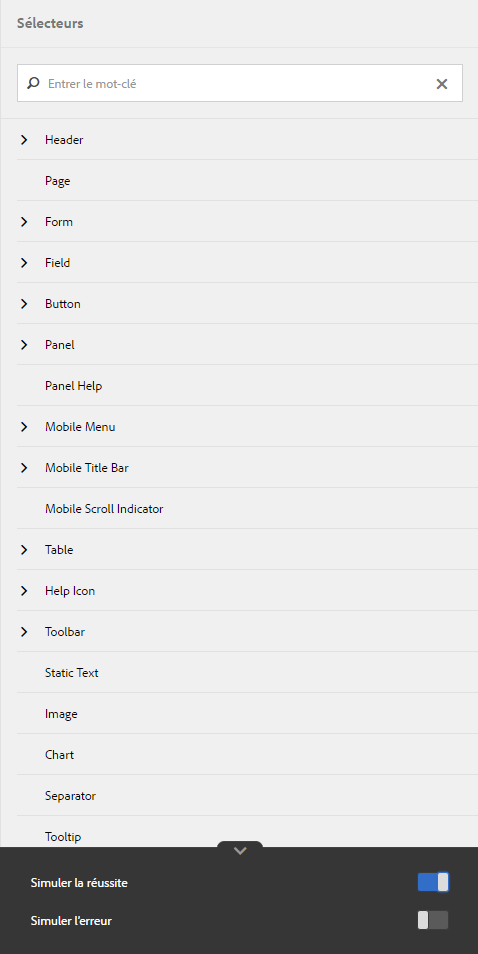 Composants pouvant être mis en forme dans la barre latérale