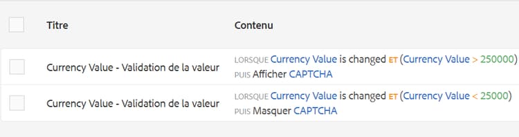 Afficher ou masquer des règles