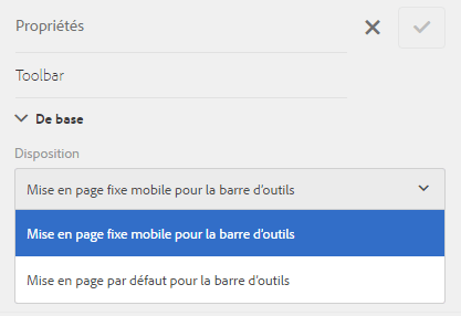 Liste des dispositions de barre d’outils dans des formulaires adaptatifs en vue de contrôler la disposition des boutons