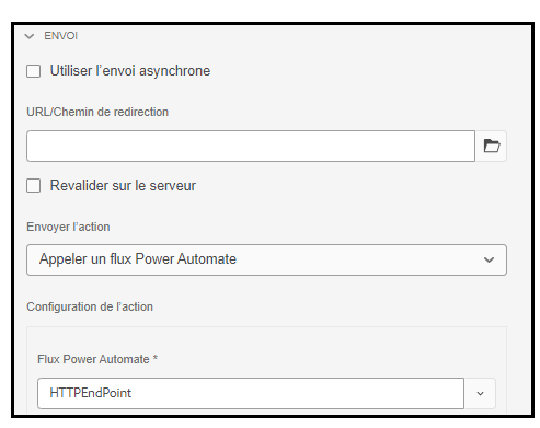 Configurer l’action d’envoi