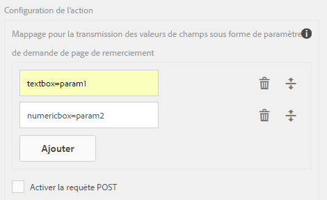 Configuration de l’action Envoyer vers le point d’entrée REST