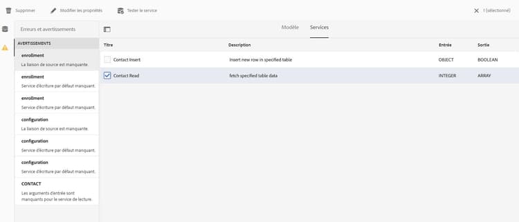 Service de lecture des contacts