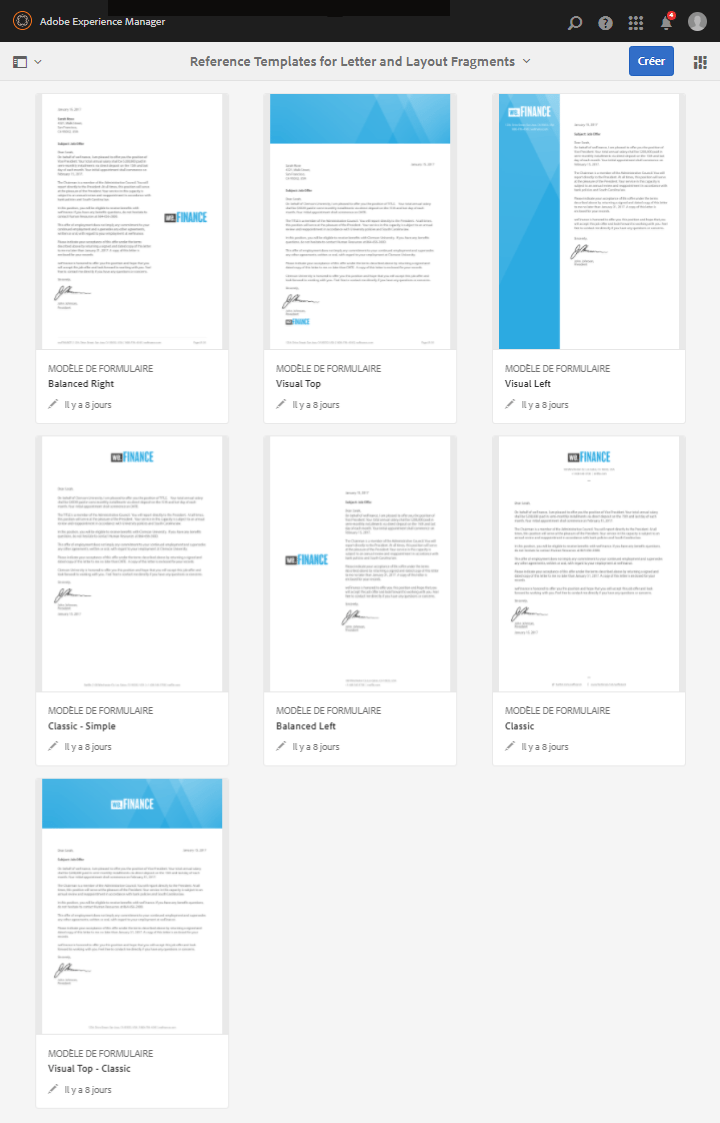 Tous les modèles de lettre CM répertoriés