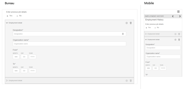 Fragment d’historique d’emploi