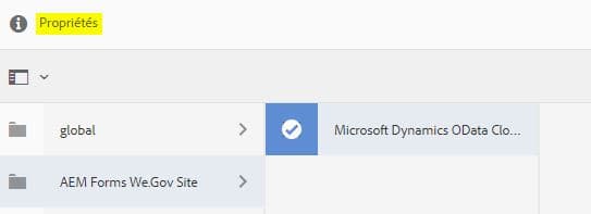 Propriétés du service cloud OData de Microsoft