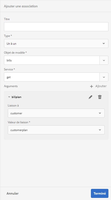 Ajouter une association pour la facture client
