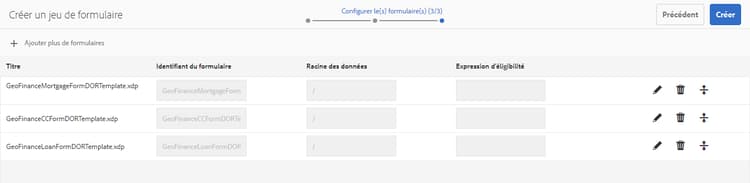 Jeu de formulaires : Configurer le(s) formulaire(s)