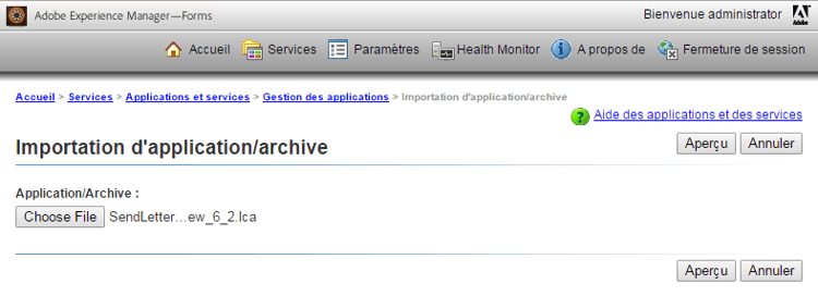 Sélection du fichier SendLetterForReview.lca