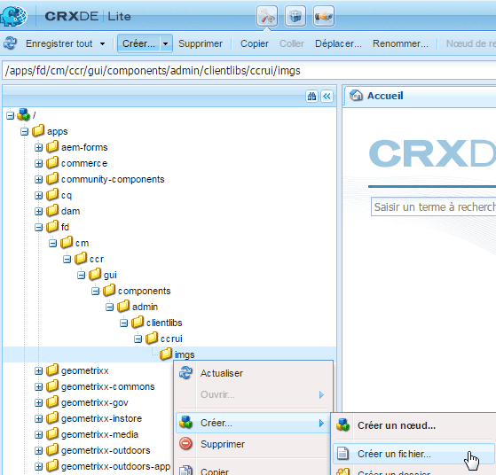 Créer un nouveau nœud dans le dossier imgs