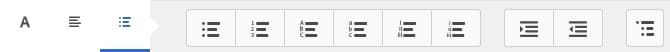 Barre d’outils Liste