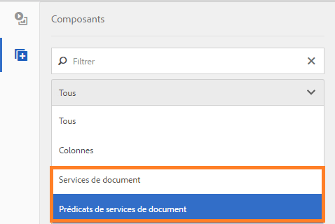 Composants d’AEM Forms Portal dans l’explorateur de composants