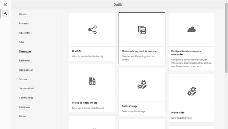 Modèles de fragment de contenu dans les outils