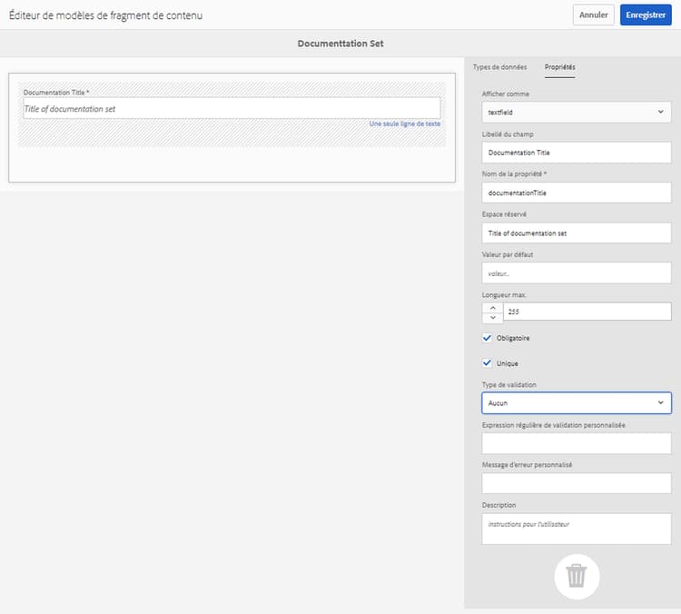 Propriétés des données