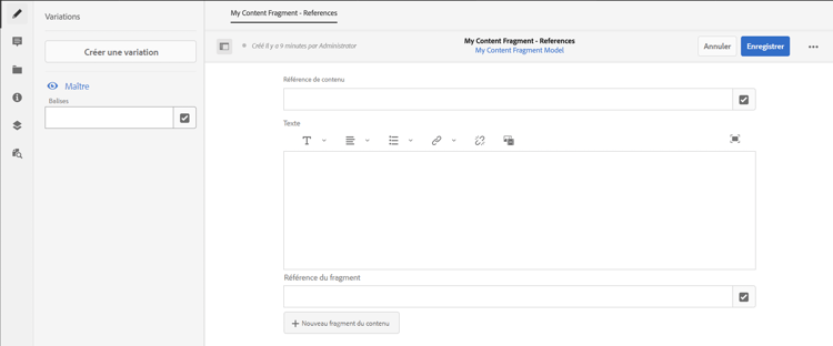 Fragments de contenu – Références