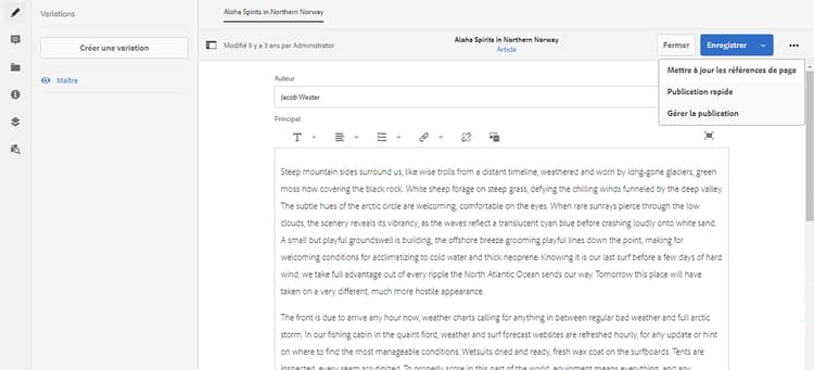 Éditeur de fragment de contenu – Mon fragment
