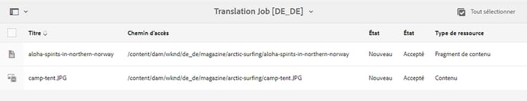 Tâche de traduction approuvée
