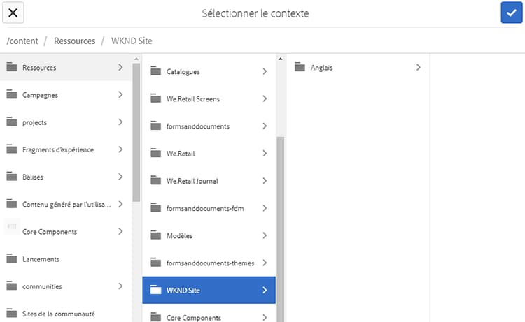 Sélectionnez le chemin d’accès