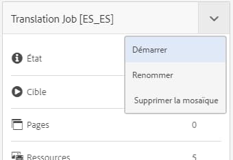 Démarrer la tâche de traduction