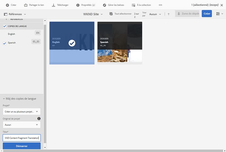 Créer un projet de traduction