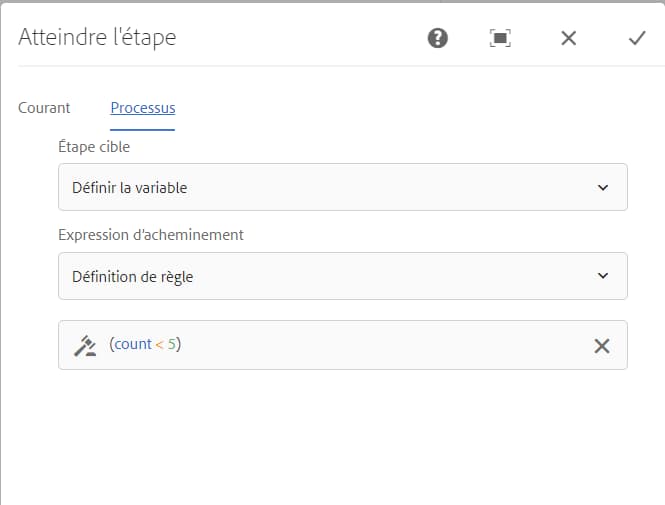 Condition de simulation d’une boucle for