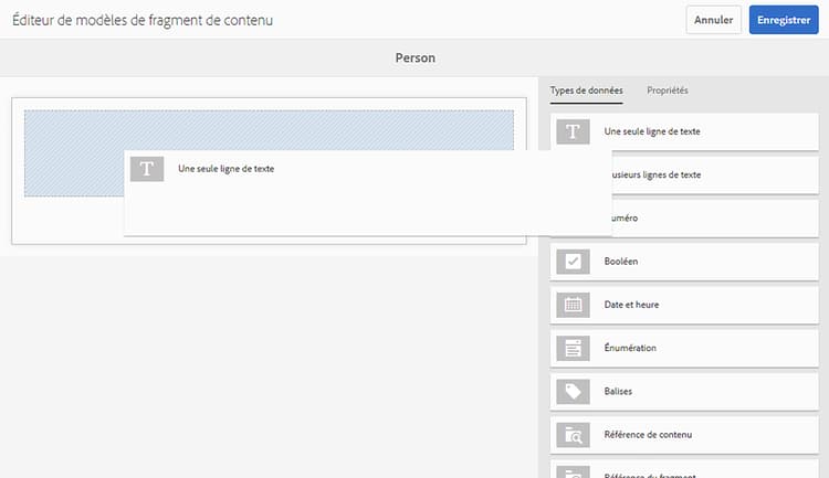 Glisser-déposer des champs