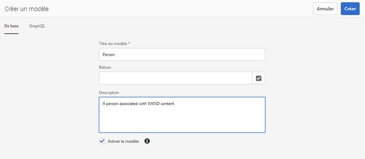 Création d’un modèle