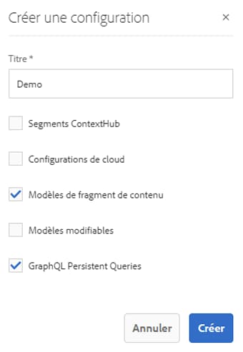 Création d’une configuration