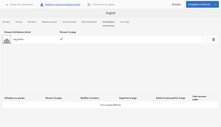 Groupe d’utilisateurs fermé ajouté